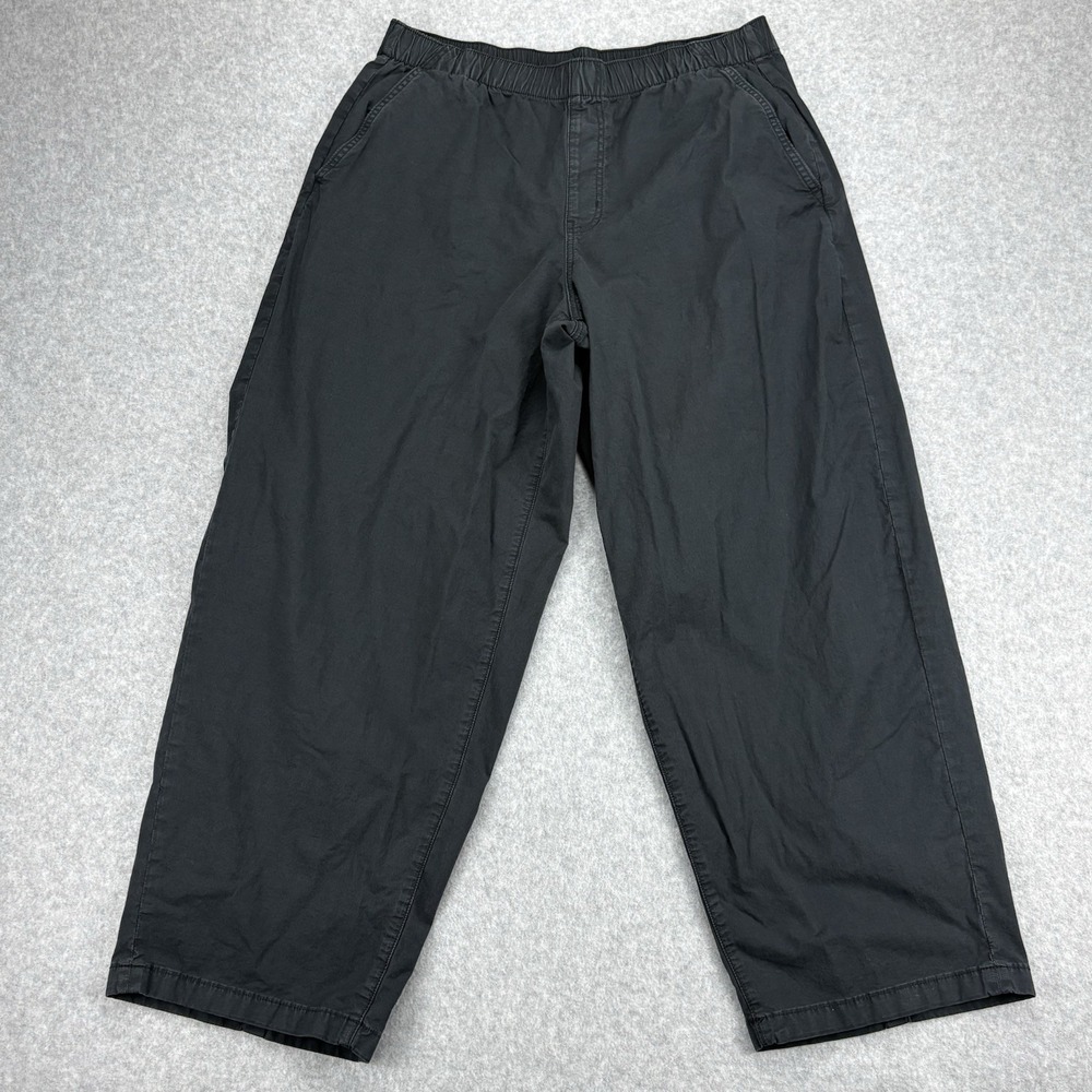 American Eagle Pants Women's Medium Black Barrel Stretch Baggy Low-Rise Pull-On
